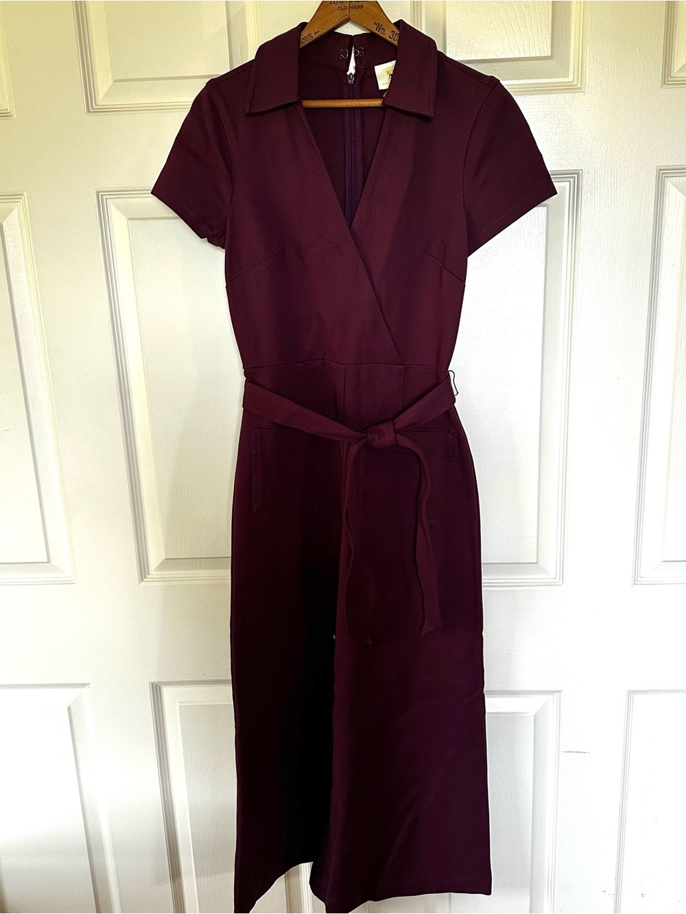 Anthropologie Collared Wrap Midi Dress - Wine/Plum